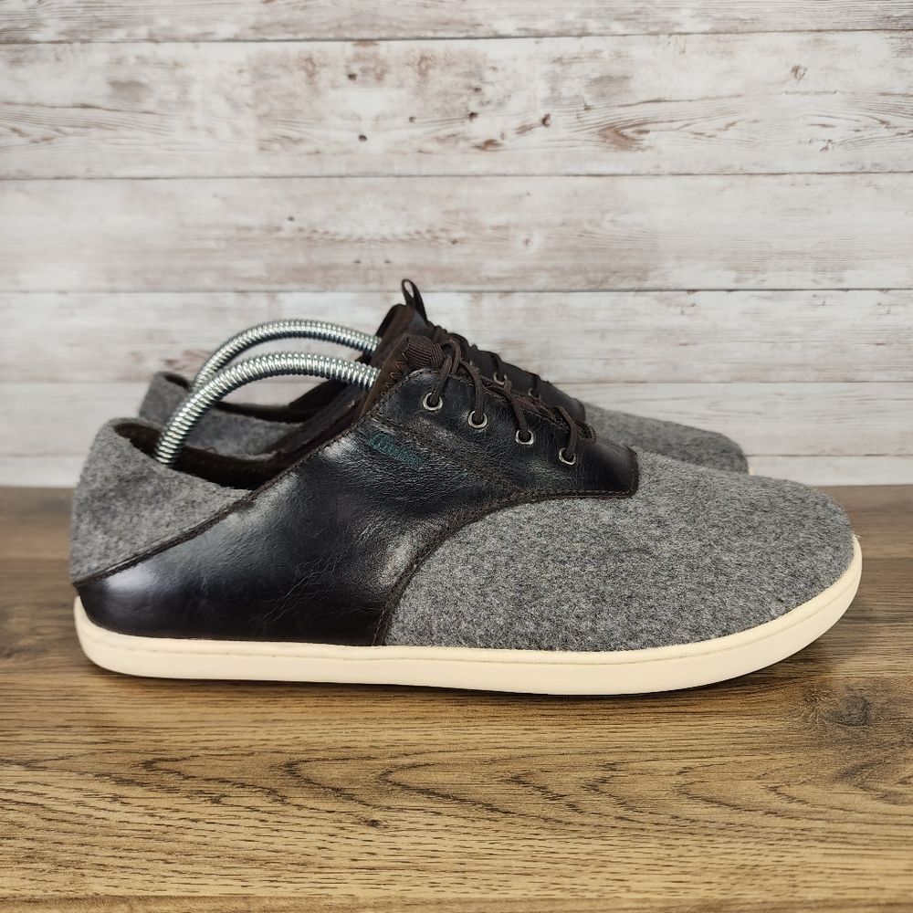 Olukai Nohea Moku Hulu Gray Dark Brown Slip-Slip On Casual Shoes Mens size 10